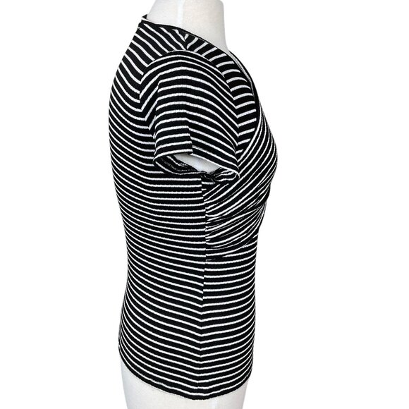 Bailey 44 Nala Black White Striped Wrap Short Sleeve Pullover Top LG NWT - Picture 4 of 9